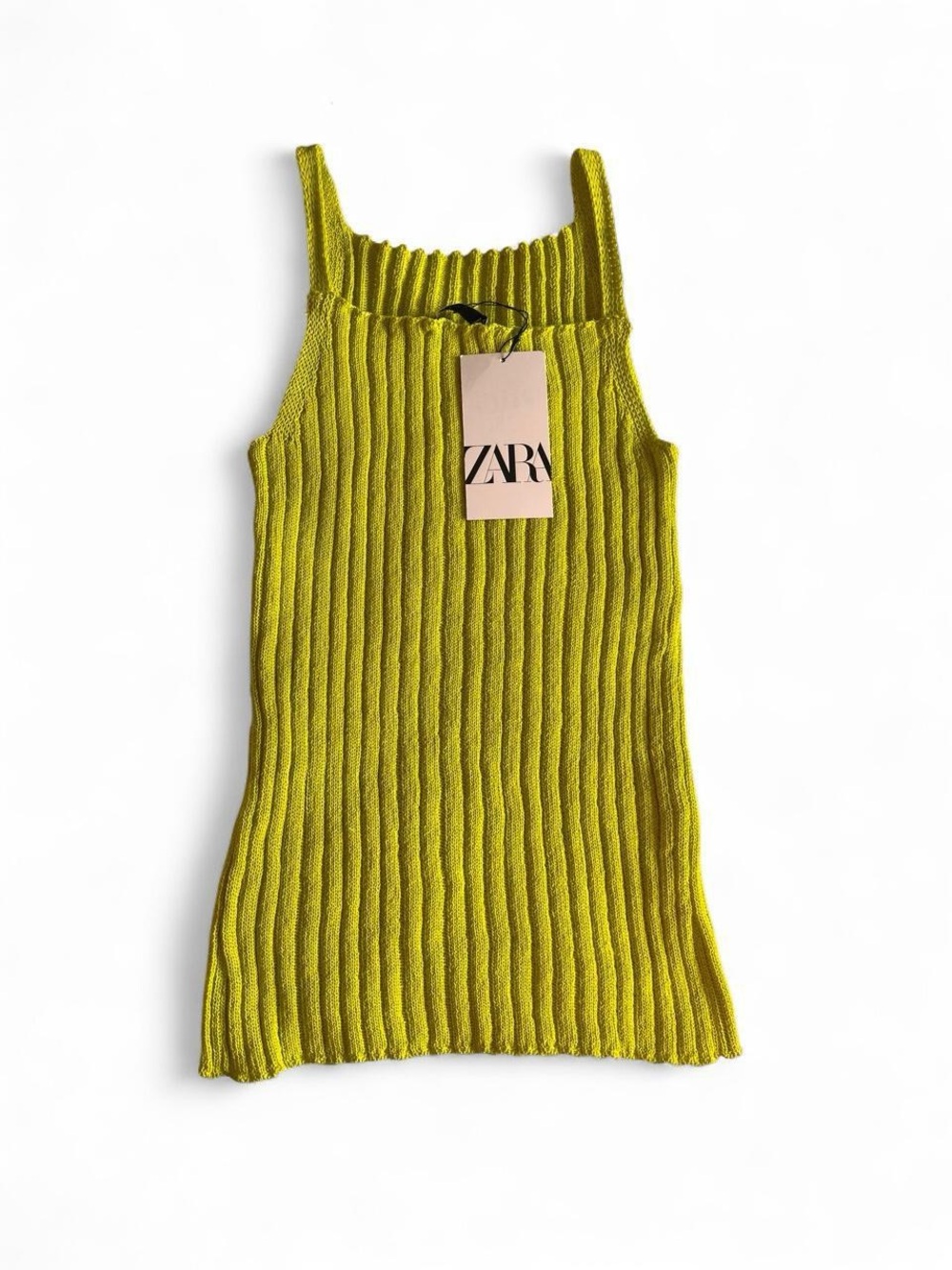 Zara electric Green Ribbed Knit Tank Top